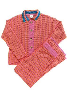 BDG Pink Orange Crochet Two-Piece Set